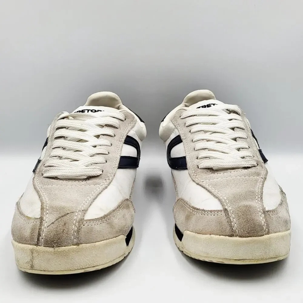Tretorn Rawlins White & Blue Canvas Suede Leather Trim Sneakers Women's Size 8.5